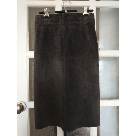 100% genuine brown suede skirt 38 with lining,  14,5" waist - Picture 2 of 14